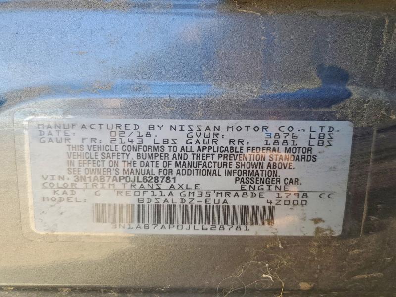 55100766 :رقم المزاد ، 3N1AB7AP0JL628781 vin ، 2018 Nissan Sentra مزاد بيع