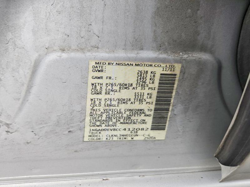 54985186 :رقم المزاد ، 1N6AD0EV8CC412082 vin ، 2012 Nissan Frontier مزاد بيع