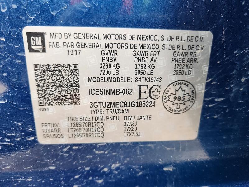 Продажа на аукционе авто 2018 Gmc Sierra, vin: 3GTU2MEC8JG185224, номер лота: 52502566