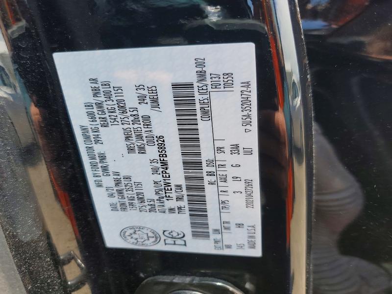2021 Ford F150 მანქანა იყიდება აუქციონზე, vin: 1FTEW1EP4MFB58926, აუქციონის ნომერი: 54695136