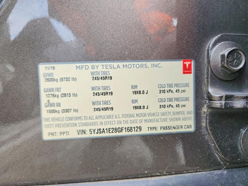 Продаж на аукціоні авто 2016 Tesla Model S, vin: 5YJSA1E28GF168129, номер лоту: 55275076