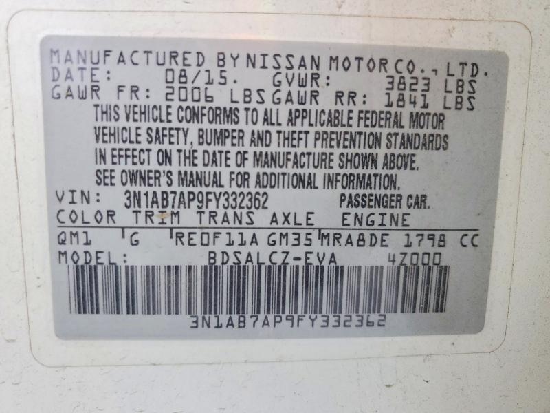 Aukcja sprzedaży 2015 Nissan Sentra, vin: 3N1AB7AP9FY332362, numer aukcji: 54468296