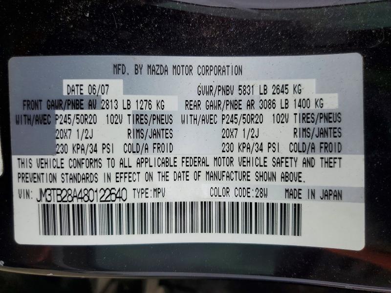 Продажа на аукционе авто 2008 Mazda Cx-9, vin: JM3TB28A480122640, номер лота: 51954556