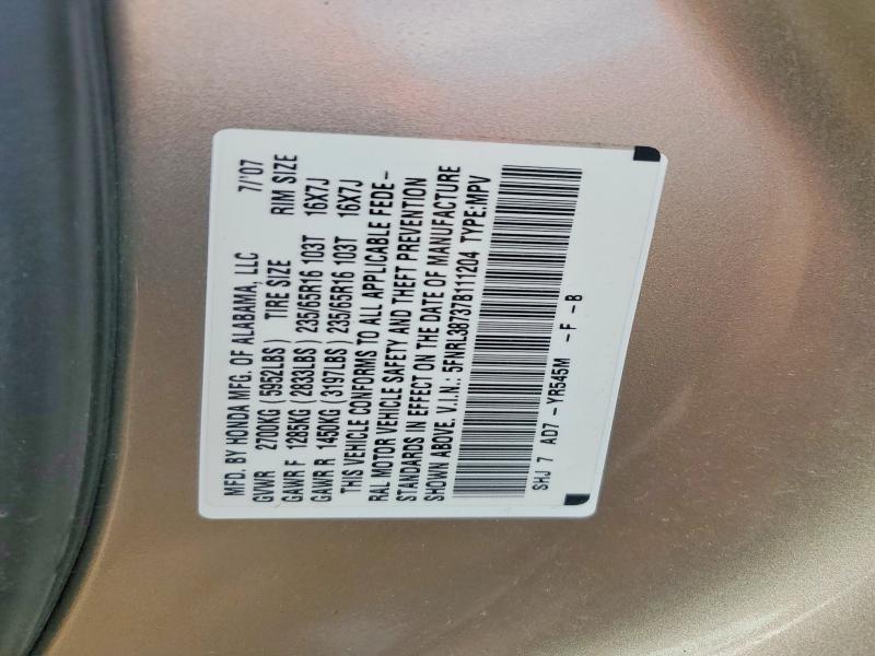 Aukcja sprzedaży 2007 Honda Odyssey, vin: 5FNRL38737B111204, numer aukcji: 52739156