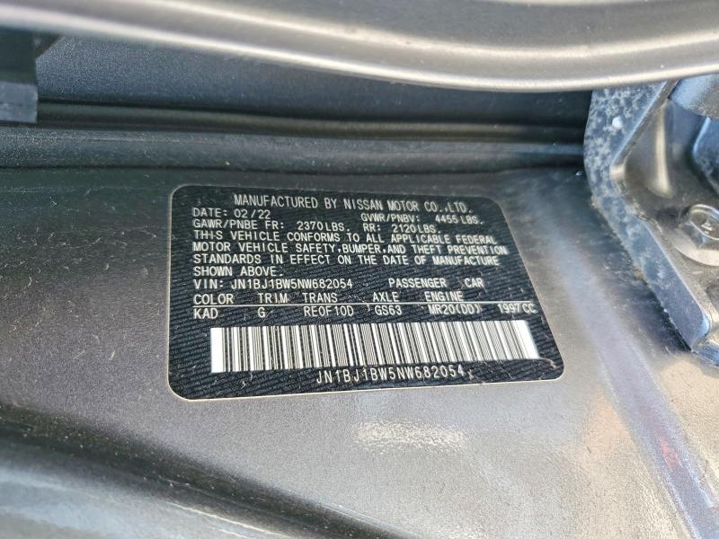 52162786 :رقم المزاد ، JN1BJ1BW5NW682054 vin ، 2022 Nissan Rogue Sport مزاد بيع