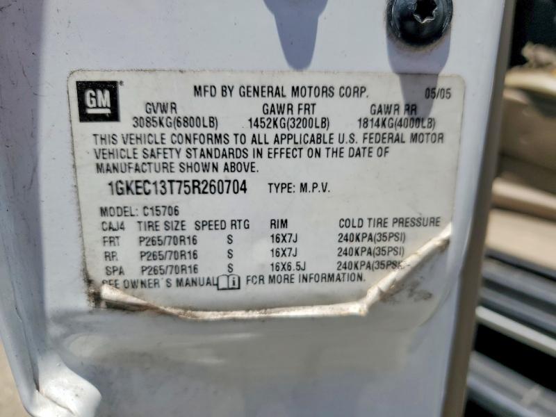 54706526 :رقم المزاد ، 1GKEC13T75R260704 vin ، 2005 Gmc Yukon مزاد بيع