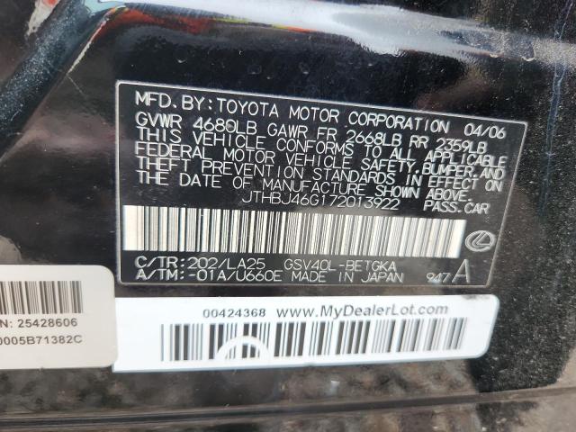 Aukcja sprzedaży 2007 Lexus Es, vin: JTHBJ46G172013922, numer aukcji: 51992966
