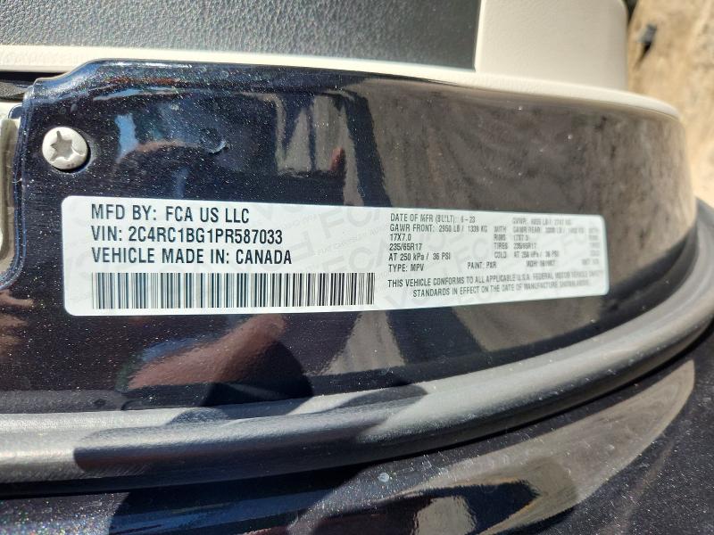 53071686 :رقم المزاد ، 2C4RC1BG1PR587033 vin ، 2023 Chrysler Pacifica مزاد بيع
