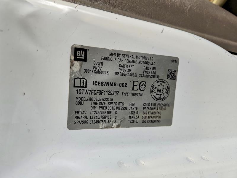 52362606 :رقم المزاد ، 1GTW7FCF3F1129202 vin ، 2015 Gmc Savana مزاد بيع