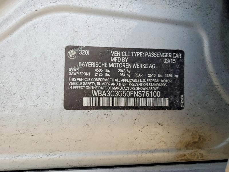 Aukcja sprzedaży 2015 Bmw 320, vin: WBA3C3G50FNS76100, numer aukcji: 52266776
