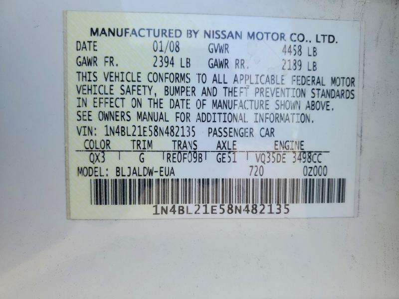 Продажа на аукционе авто 2008 Nissan Altima, vin: 1N4BL21E58N482135, номер лота: 52517426