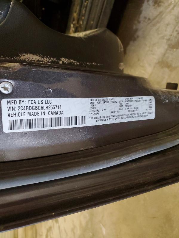 54167506 :رقم المزاد ، 2C4RDGBG6LR255714 vin ، 2020 Dodge Grand Caravan مزاد بيع