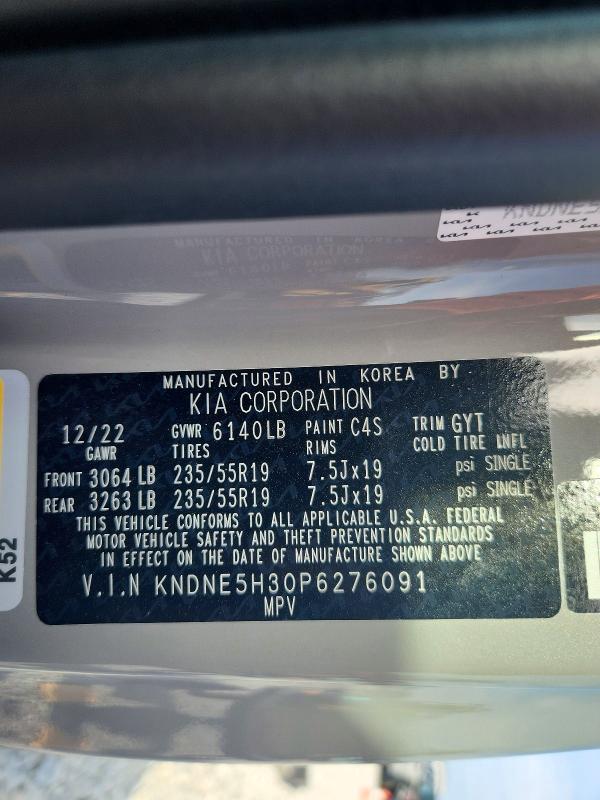 Aukcja sprzedaży 2023 Kia Carnival, vin: KNDNE5H30P6276091, numer aukcji: 51955186