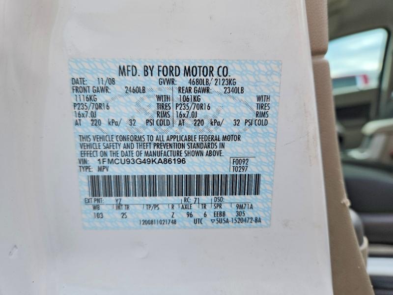 Продаж на аукціоні авто 2009 Ford Escape, vin: 1FMCU93G49KA86196, номер лоту: 53319716