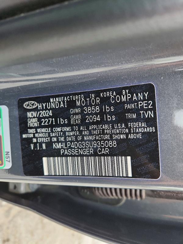 52465886 :رقم المزاد ، KMHLP4DG3SU935088 vin ، 2025 Hyundai Elantra مزاد بيع