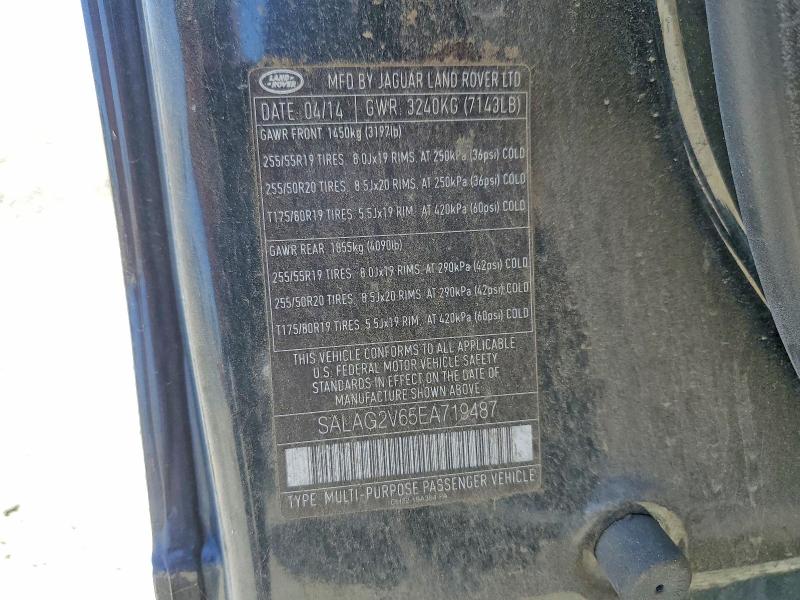 2014 Land Rover Lr4 მანქანა იყიდება აუქციონზე, vin: SALAG2V65EA719487, აუქციონის ნომერი: 53590026