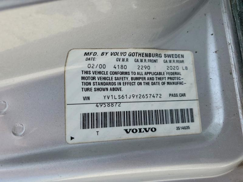 2000 Volvo S70 მანქანა იყიდება აუქციონზე, vin: YV1LS61J9Y2657472, აუქციონის ნომერი: 53080076