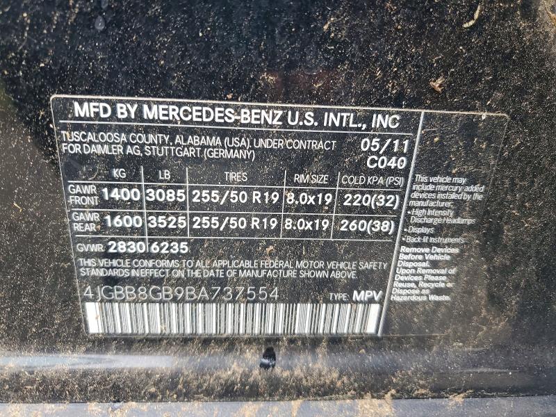 2011 Mercedes-benz Ml მანქანა იყიდება აუქციონზე, vin: 4JGBB8GB9BA737554, აუქციონის ნომერი: 55164146