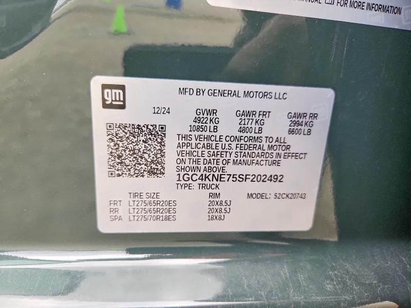 Продаж на аукціоні авто 2025 Chevrolet Silverado, vin: 1GC4KNE75SF202492, номер лоту: 53811786