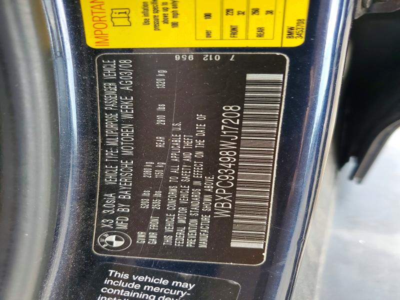 Продаж на аукціоні авто 2008 Bmw X3, vin: WBXPC93498WJ17208, номер лоту: 54047736