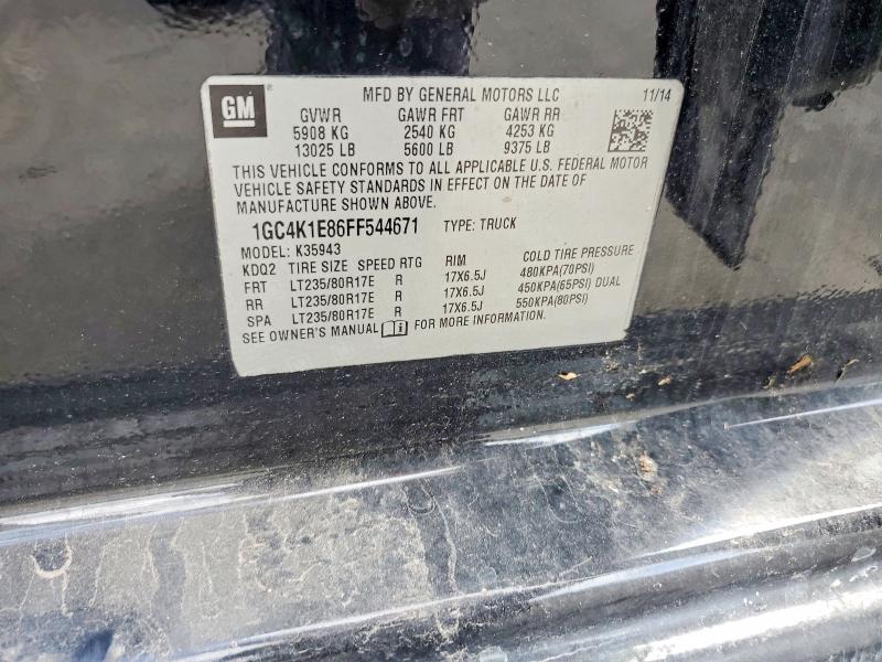 2015 Chevrolet Silverado მანქანა იყიდება აუქციონზე, vin: 1GC4K1E86FF544671, აუქციონის ნომერი: 54560726