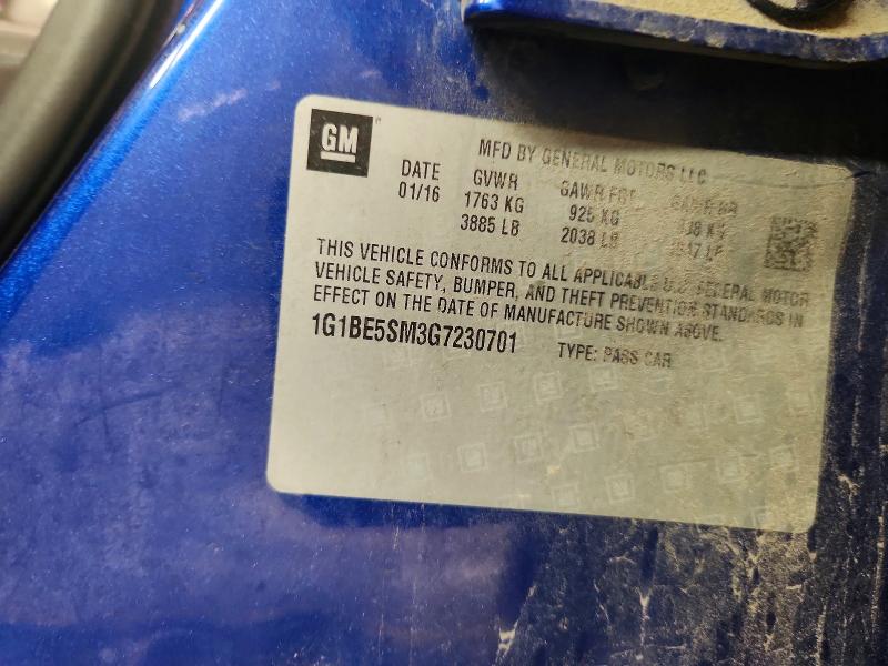 Продажа на аукционе авто 2016 Chevrolet Cruze, vin: 1G1BE5SM3G7230701, номер лота: 54113886