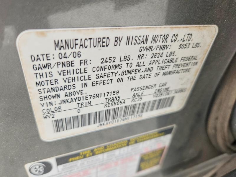 Aukcja sprzedaży 2006 Infiniti M35, vin: JNKAY01E76M117159, numer aukcji: 55445176