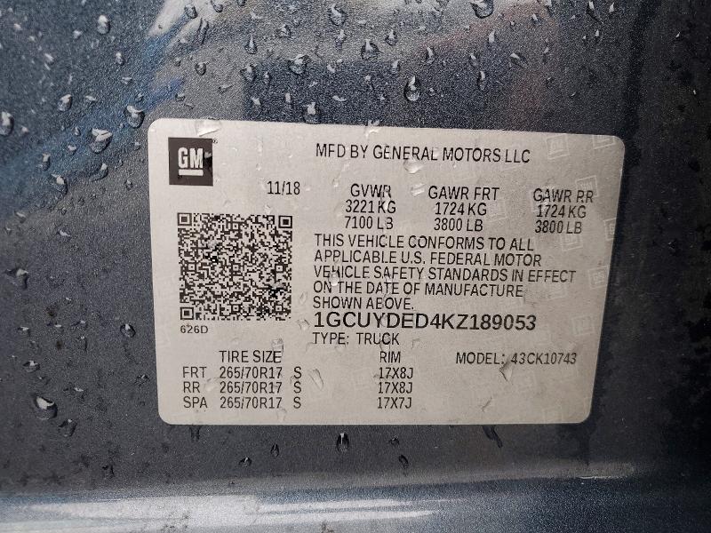 Aukcja sprzedaży 2019 Chevrolet Silverado, vin: 1GCUYDED4KZ189053, numer aukcji: 52237056