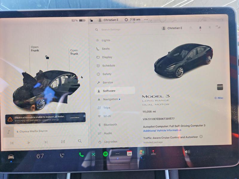 Auction sale of the 2019 Tesla Model 3, vin: 5YJ3E1EB8KF391577, lot number: 53287176