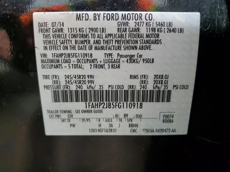 2015 Ford Taurus მანქანა იყიდება აუქციონზე, vin: 1FAHP2J85FG110918, აუქციონის ნომერი: 53888516