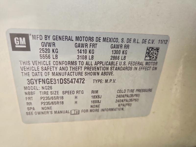 2013 Cadillac Srx მანქანა იყიდება აუქციონზე, vin: 3GYFNGE31DS547472, აუქციონის ნომერი: 53133516