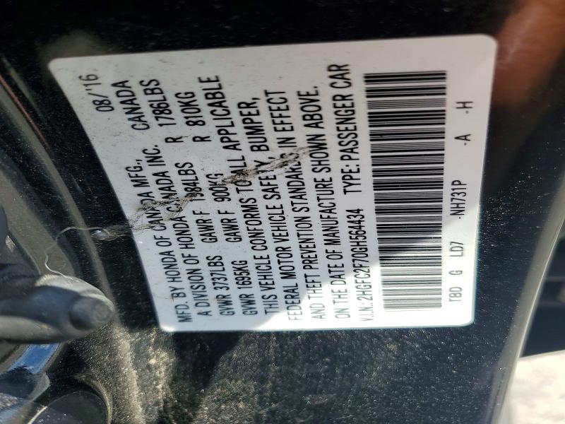 Aukcja sprzedaży 2016 Honda Civic, vin: 2HGFC2F70GH564434, numer aukcji: 55247946