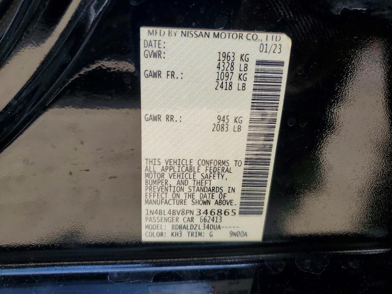Продаж на аукціоні авто 2023 Nissan Altima, vin: 1N4BL4BV8PN346865, номер лоту: 54889186