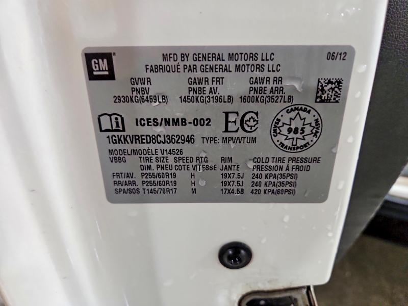 2012 Gmc Acadia მანქანა იყიდება აუქციონზე, vin: 1GKKVRED8CJ362946, აუქციონის ნომერი: 52931806