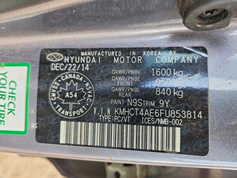 52741956 :رقم المزاد ، KMHCT4AE6FU853814 vin ، 2015 Hyundai Accent مزاد بيع