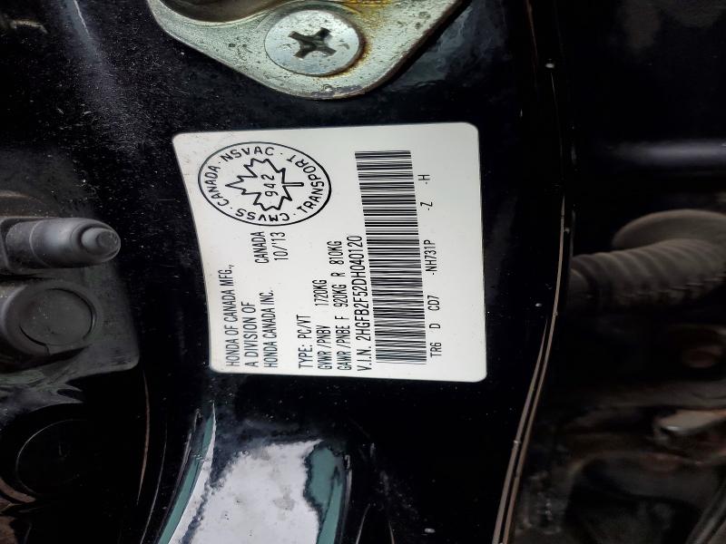 Продаж на аукціоні авто 2013 Honda Civic, vin: 2HGFB2F52DH040120, номер лоту: 52845396