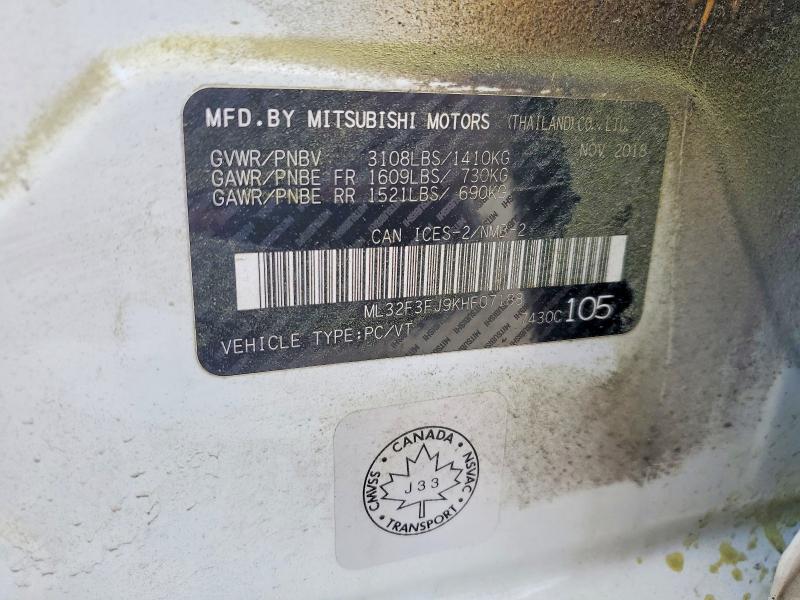 Продаж на аукціоні авто 2019 Mitsubishi Mirage, vin: ML32F3FJ9KHF07188, номер лоту: 55559896