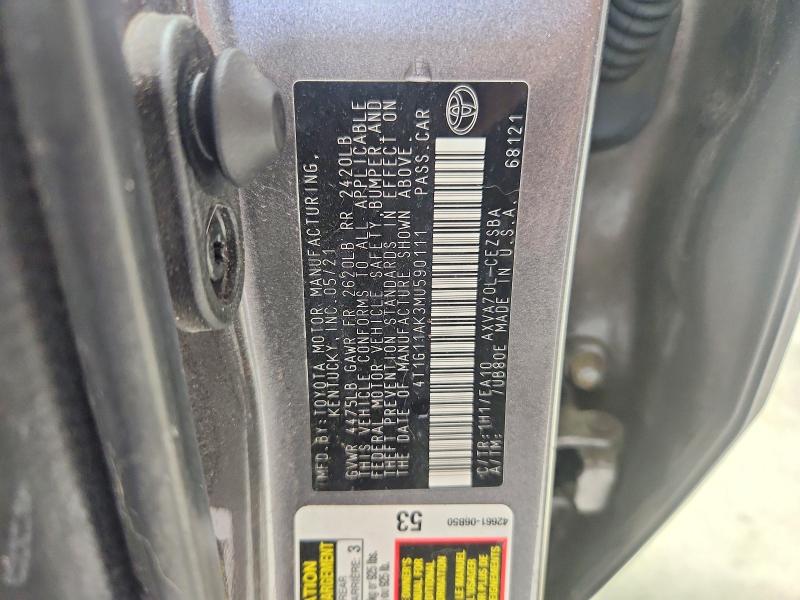 Aukcja sprzedaży 2021 Toyota Camry, vin: 4T1G11AK3MU590111, numer aukcji: 55091366