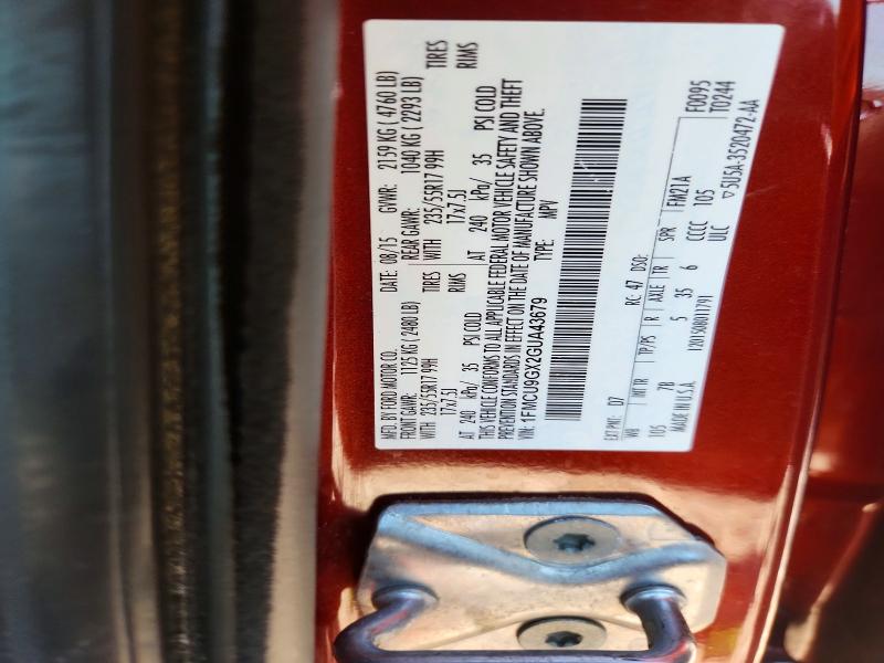 54545496 :رقم المزاد ، 1FMCU9GX2GUA43679 vin ، 2016 Ford Escape مزاد بيع