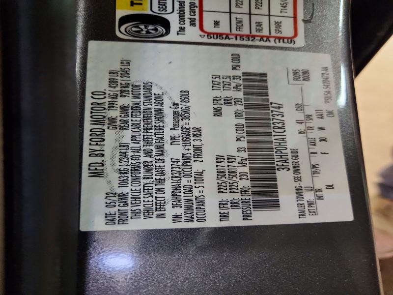 2012 Ford Fusion მანქანა იყიდება აუქციონზე, vin: 3FAHP0HA1CR373747, აუქციონის ნომერი: 52671646