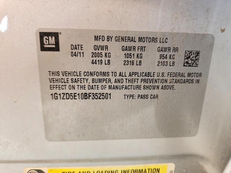 Продаж на аукціоні авто 2011 Chevrolet Malibu, vin: 1G1ZD5E10BF352501, номер лоту: 54447356