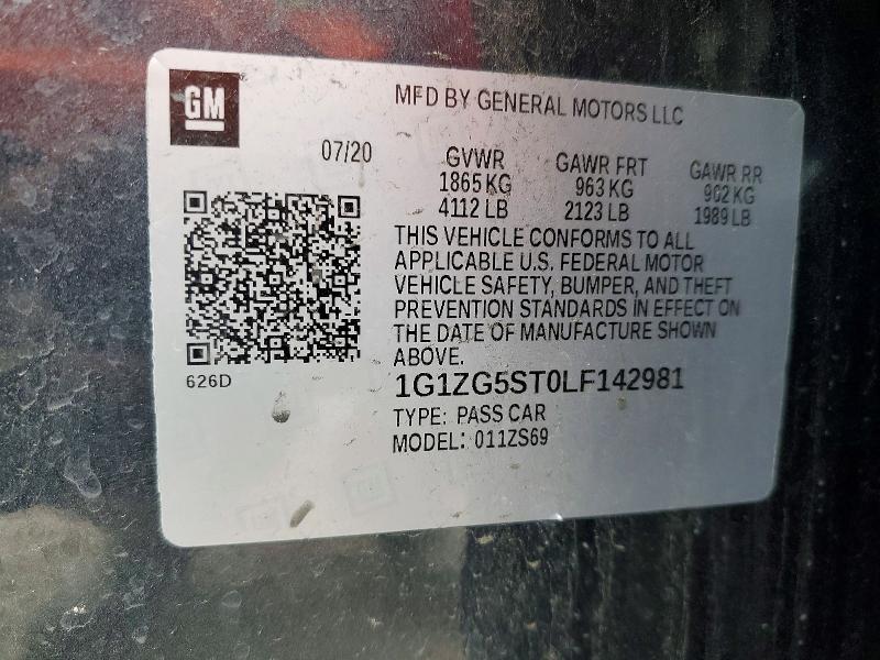 54047206 :رقم المزاد ، 1G1ZG5ST0LF142981 vin ، 2020 Chevrolet Malibu مزاد بيع