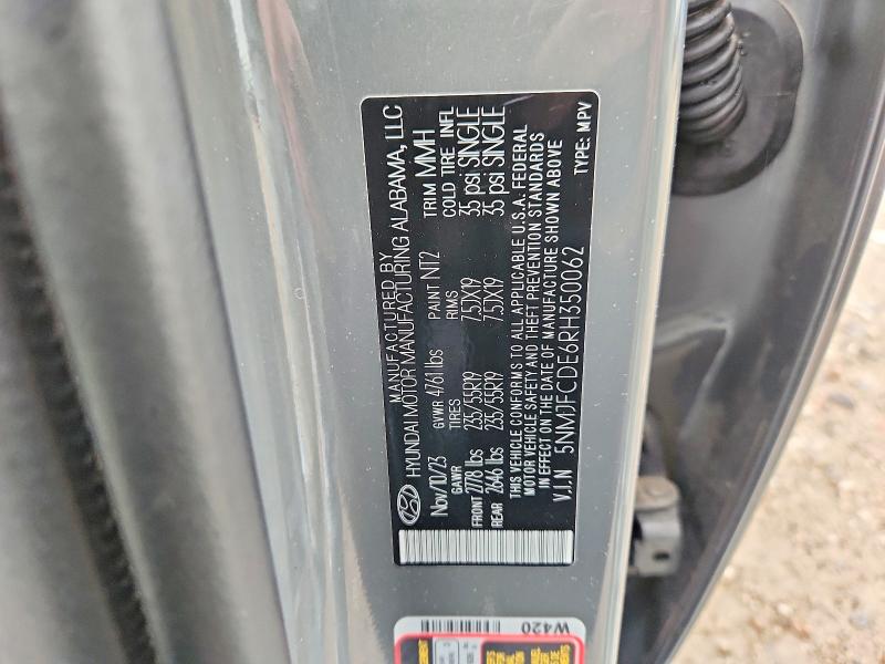 2024 Hyundai Tucson მანქანა იყიდება აუქციონზე, vin: 5NMJFCDE6RH350062, აუქციონის ნომერი: 53864846