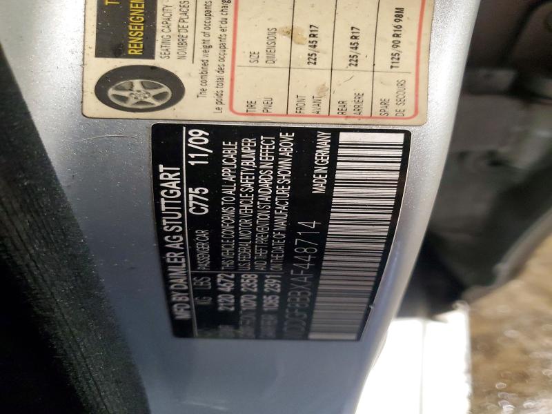 2010 Mercedes-benz C მანქანა იყიდება აუქციონზე, vin: WDDGF8BBXAF448714, აუქციონის ნომერი: 54648506