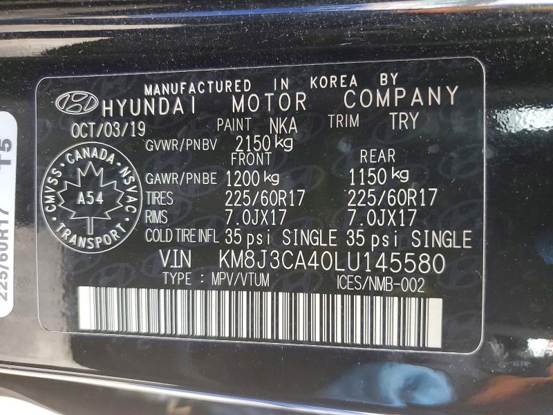 46149406 :رقم المزاد ، KM8J3CA40LU145580 vin ، 2020 Hyundai Tucson مزاد بيع