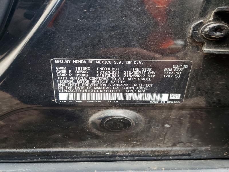 52571926 :رقم المزاد ، 3CZRU5H30GM701677 vin ، 2016 Honda Hr-v مزاد بيع