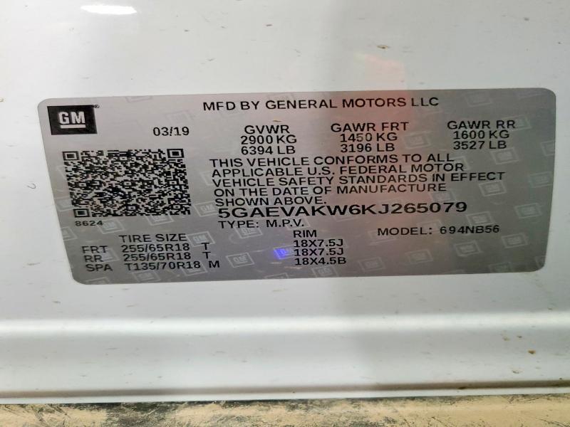 Aukcja sprzedaży 2019 Buick Enclave, vin: 5GAEVAKW6KJ265079, numer aukcji: 53072536