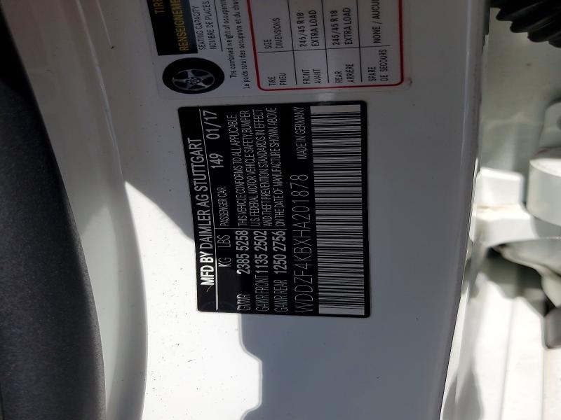 54778756 :رقم المزاد ، WDDZF4KBXHA201878 vin ، 2017 Mercedes-benz E مزاد بيع