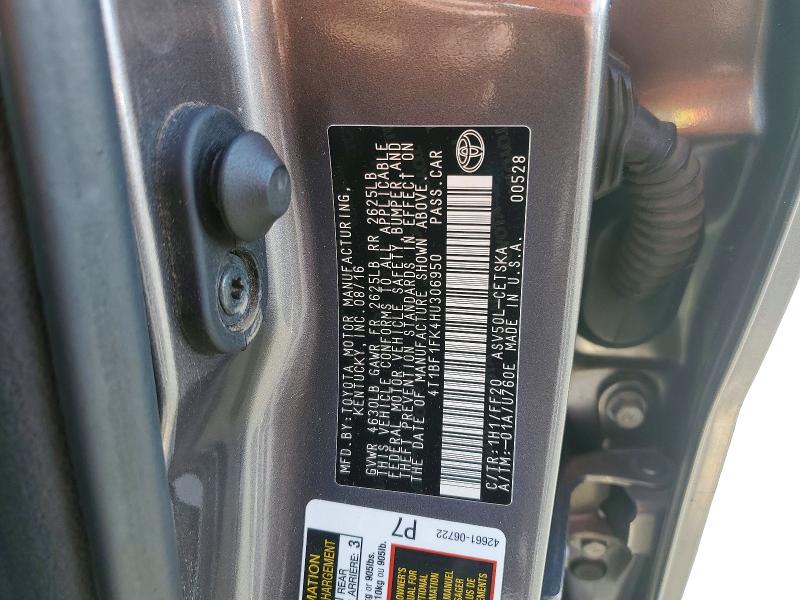 55312506 :رقم المزاد ، 4T1BF1FK4HU306950 vin ، 2017 Toyota Camry مزاد بيع
