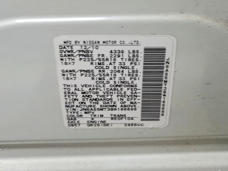 Aukcja sprzedaży 2011 Nissan Rogue, vin: JN8AS5MT3BW168686, numer aukcji: 52431086